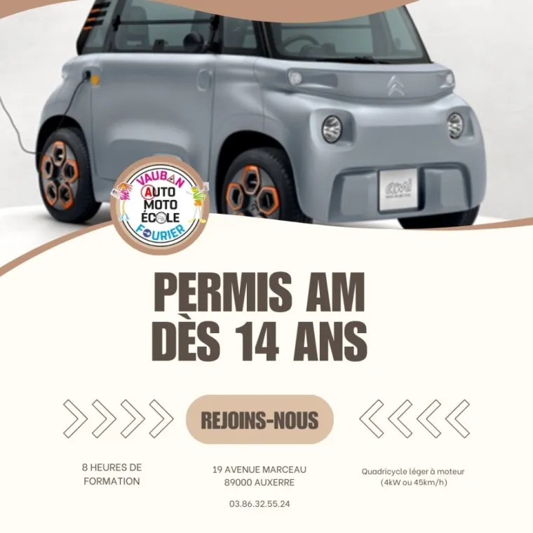 Permis AM quadricycle à Auxerre, Auxerre, Vauban-Fourier auto-moto école