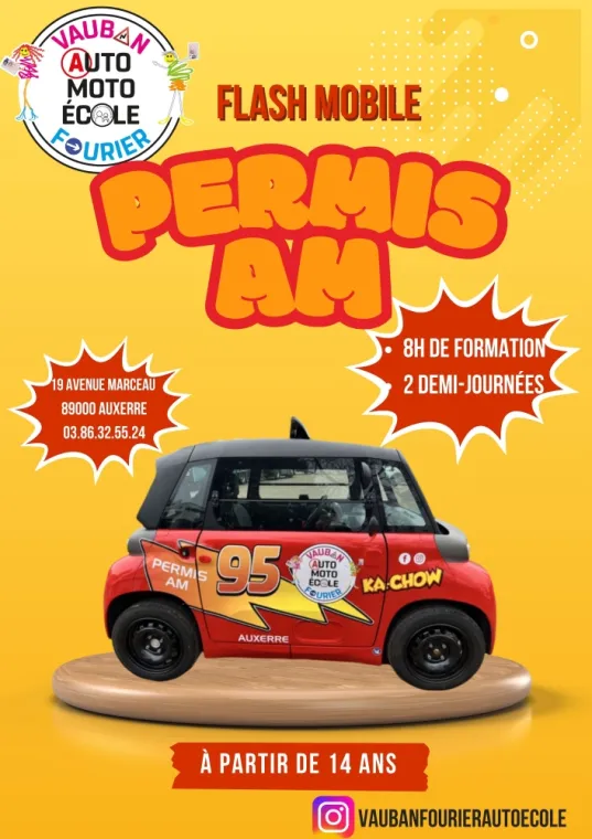 Permis AM quadricycle à Auxerre en avril , Auxerre, Vauban-Fourier auto-moto école